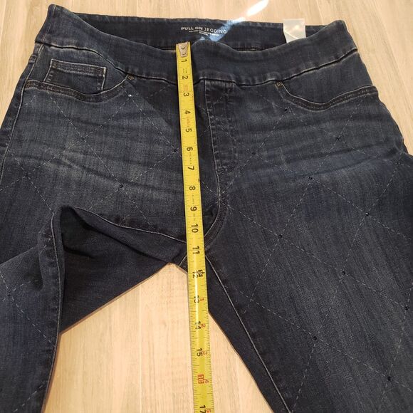 Chico's Pull-On Jegging EmblishJewelsJeans Ankle Women's Size 2R Large 12 Blue - Picture 10 of 11